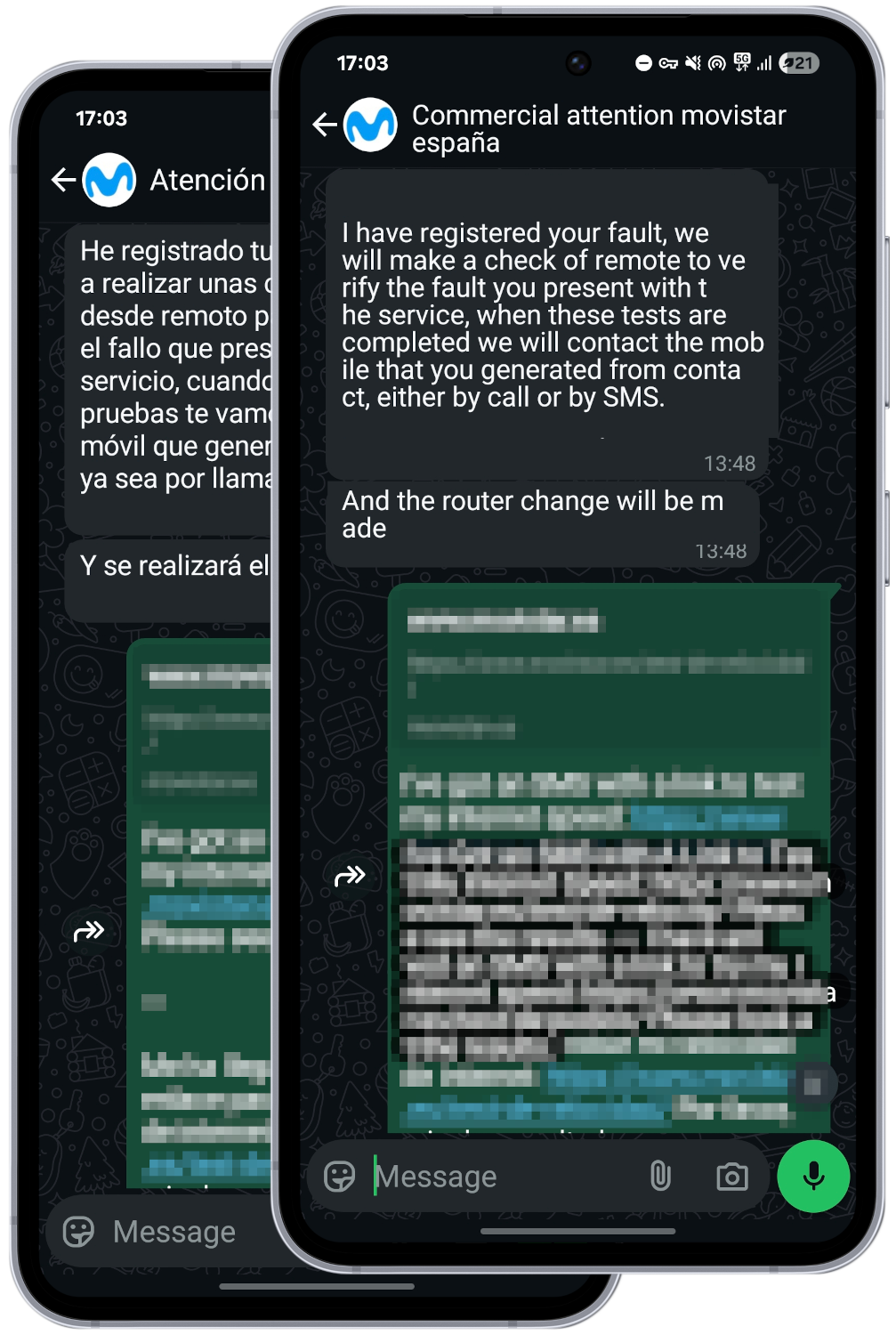 Screenshot showing translation of WhatsApp messenger from Spanish to English